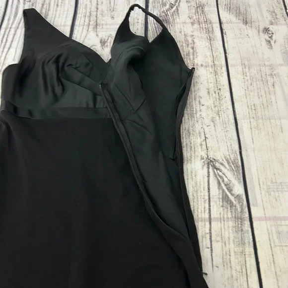 WhiteHouse Black Market Black Satin Chiffon Beaded Hem Y2K Babydoll Prom Dress 2 - Picture 6 of 10